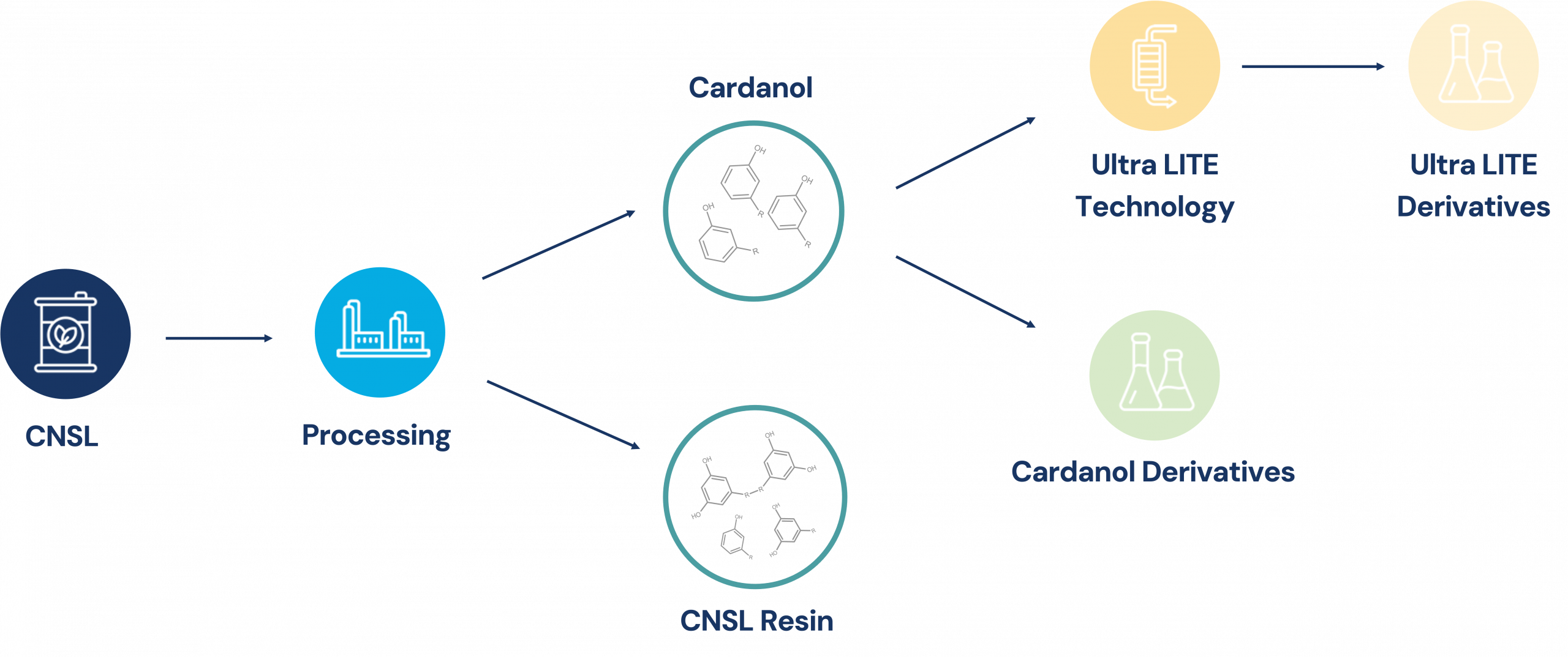 CNSL processing diagram for Ultra LITE Derivatives.